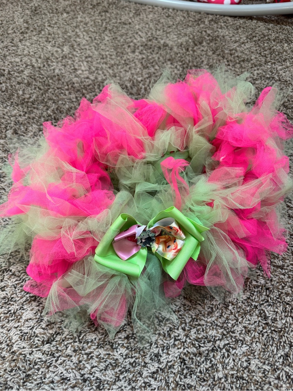 Pink and Light Green Tulle Princess Tutu Skirt with Bow